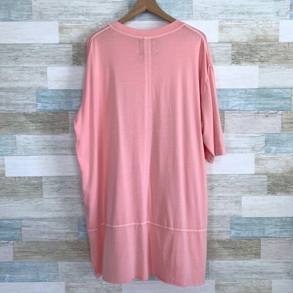 Oublier Varsity V Neck Longline Tee Rose Pink Oversized Mens Big & Tall Size XL - Picture 5 of 12